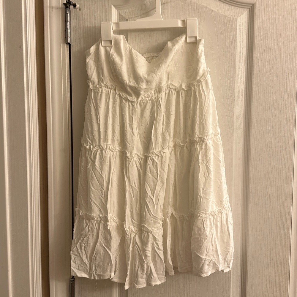 White mini dress, size small. Perfect for the summer and beach!
